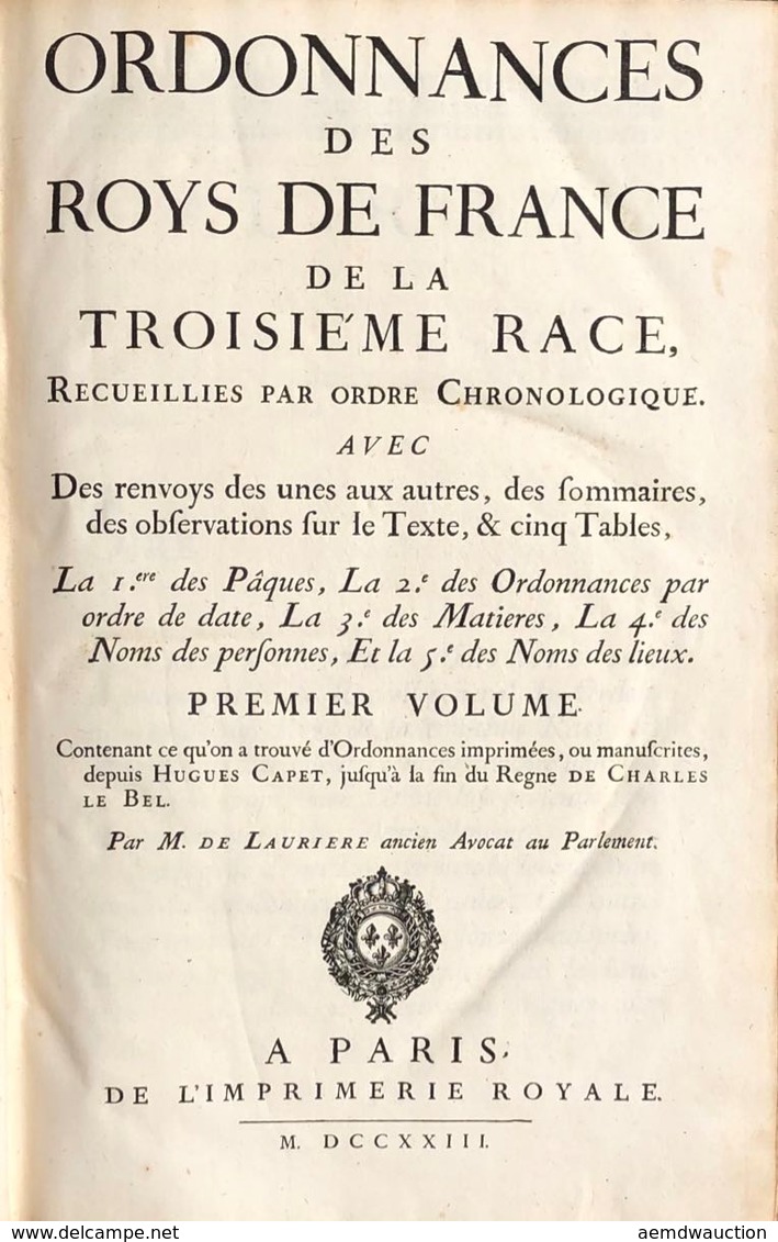 Eusèbe-Jacques De LAURIÈRE & Denis François SECOUSSE & - Andere & Zonder Classificatie