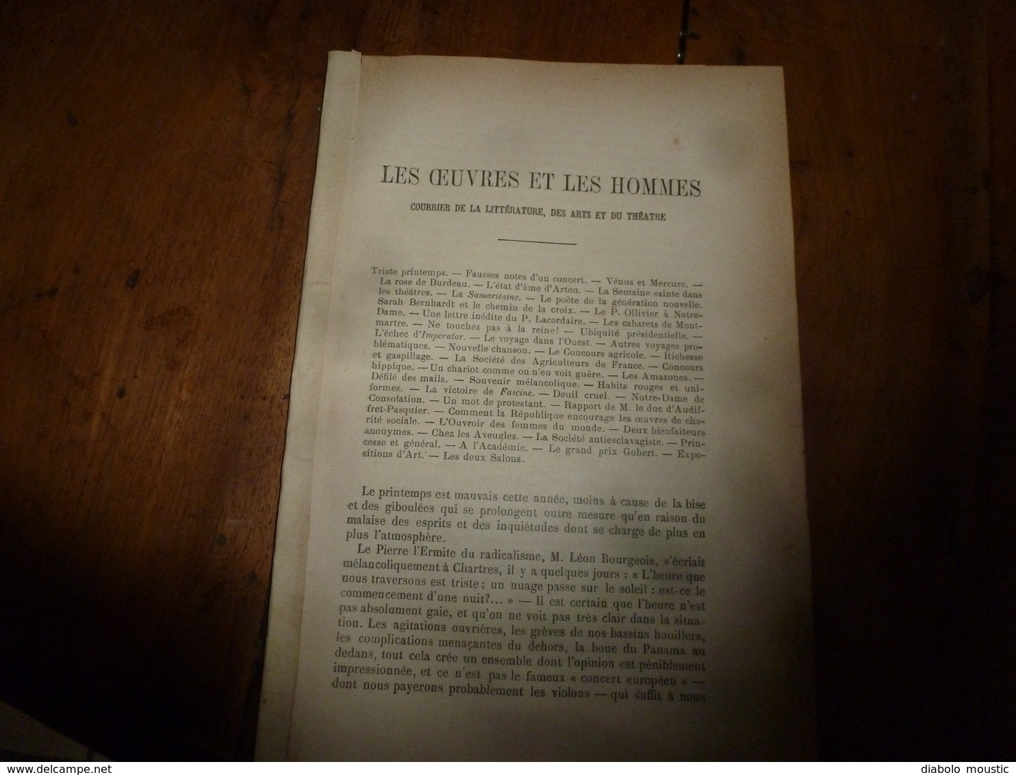 1897 Les Cabarets De Montmartre; La Société Antiesclavagiste; Etc (Courrier: Littérature, Arts Et Du Théâtre) 23pages - Ohne Zuordnung