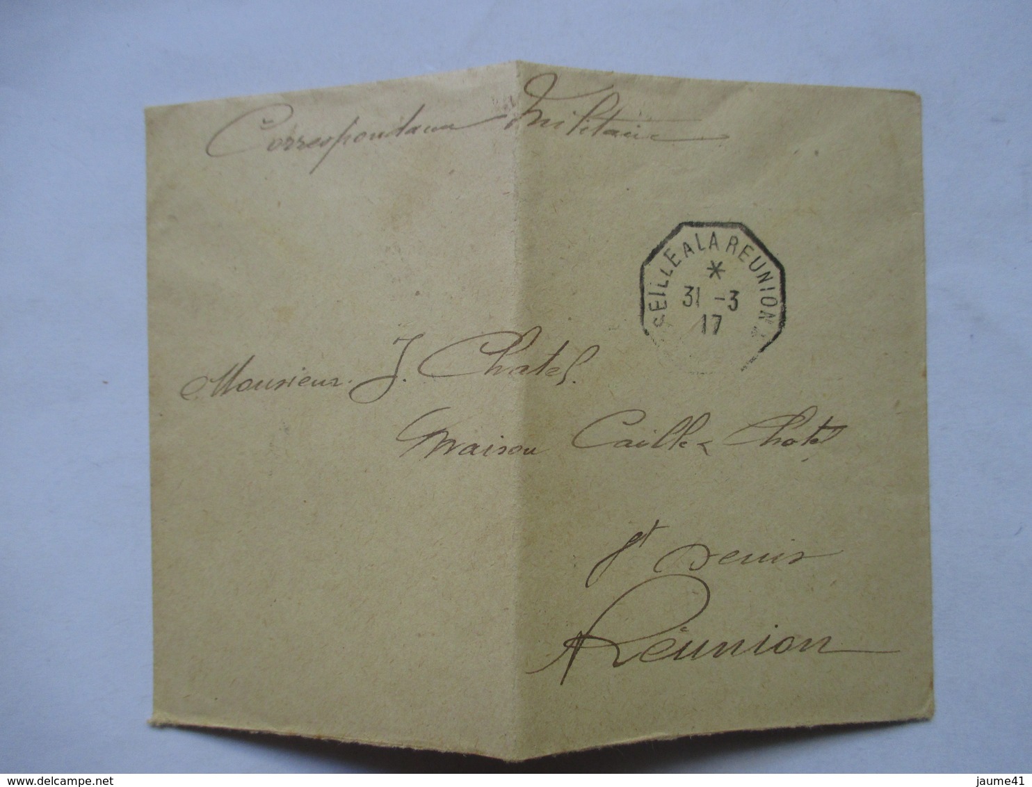 ENVELOPPE  EXPEDIEE DE MADAGASCAR  -  CORRESPONDANCE MILITAIRE  - CACHET DE BATEAU MARSEILLE A  LA REUNION   N°6     TTB - 1877-1920: Période Semi Moderne