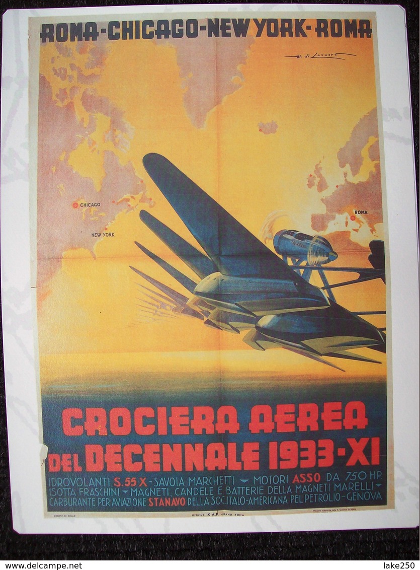 MINI POSTER  CROCIERA AEREA DEL DECENNALE 1933 - Posters