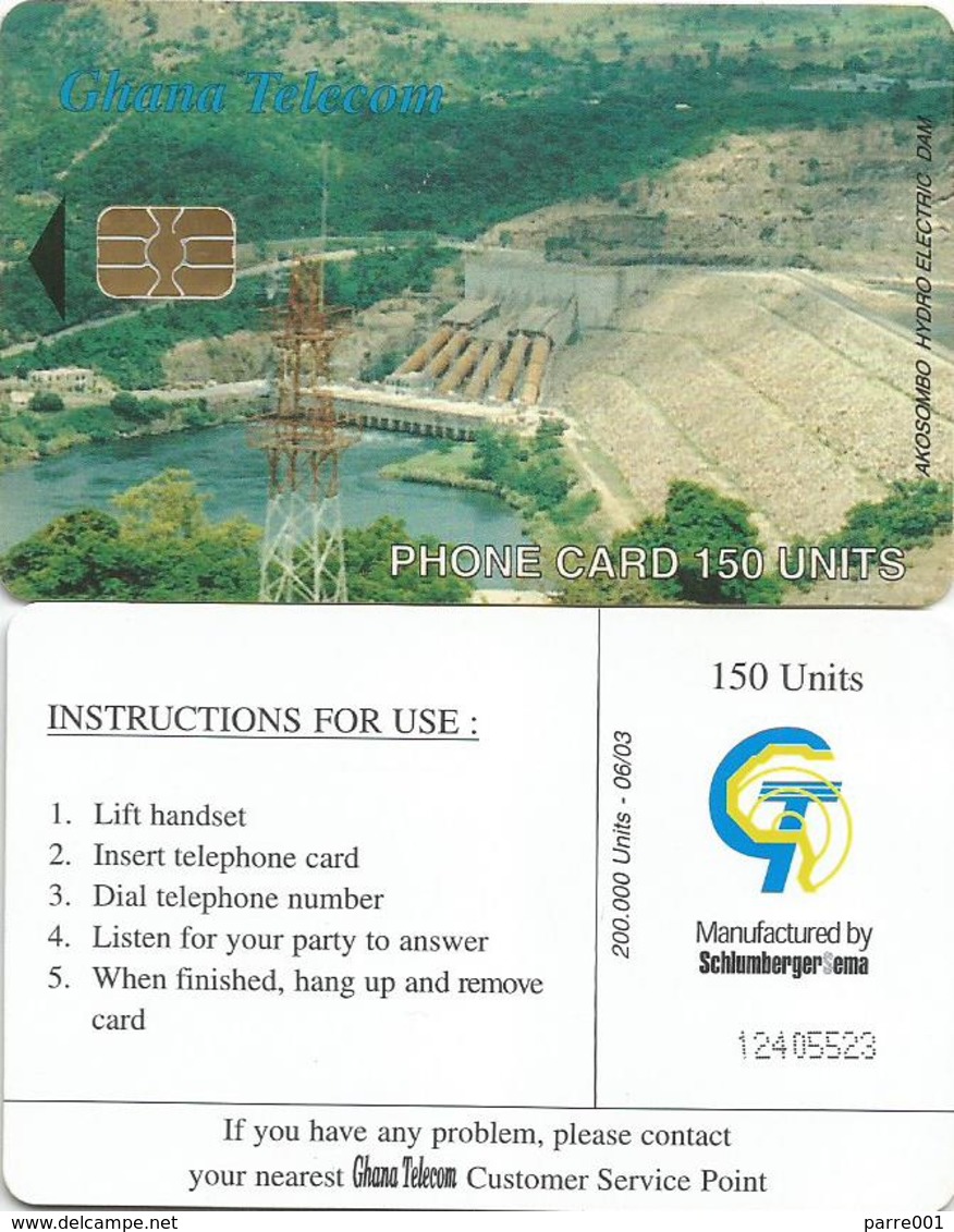 Ghana Telecom 150 UT 06/03 200.000 Akosombo Hydrodam Electricity Schlumberger Phonecard - Ghana