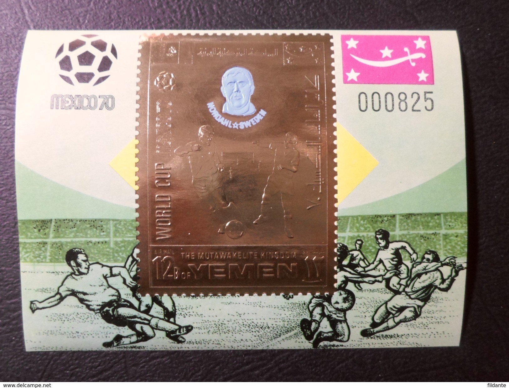 YEMEN 1970 TEMATICA CALCIO MEXICO'70 SERIE COMPLETA FOGLIETTI GOLD N. 193B-200B NUOVI ** MNH - Yemen