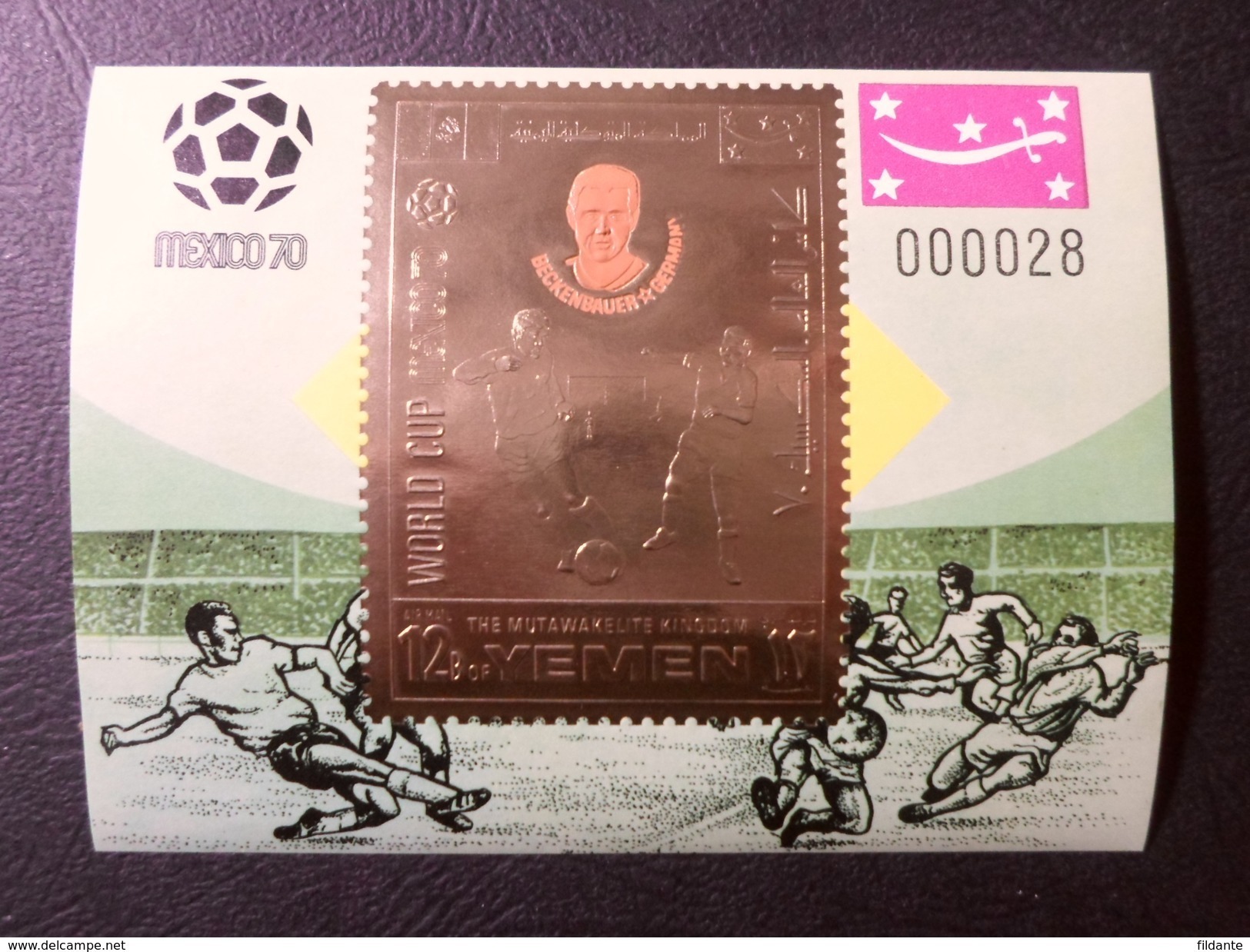 YEMEN 1970 TEMATICA CALCIO MEXICO'70 SERIE COMPLETA FOGLIETTI GOLD N. 193B-200B NUOVI ** MNH - Yemen