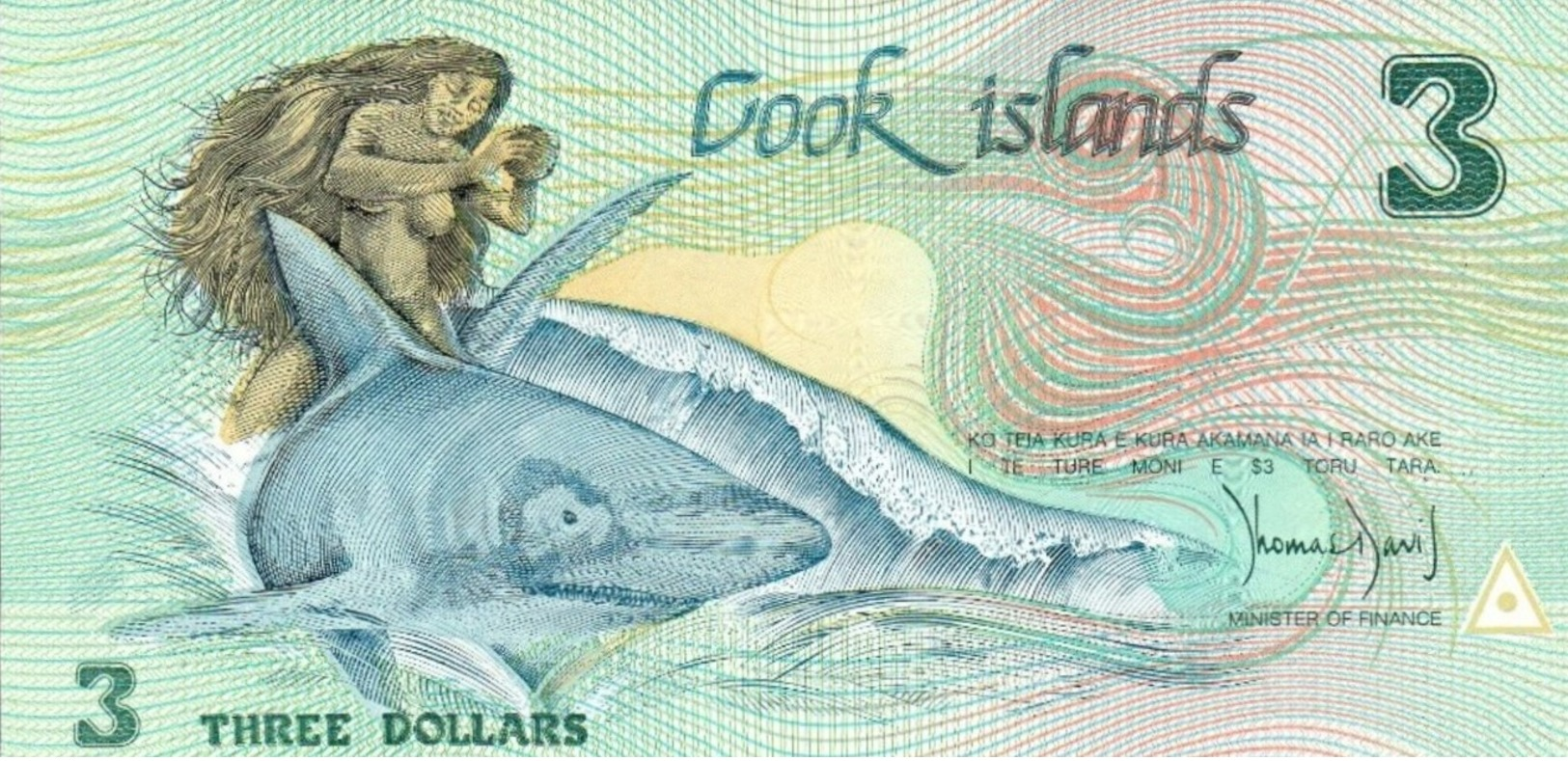 COOK ISLANDS 3 Dollars 1992 P 6 UNC Pacific Arts Festival O/p - Cookeilanden