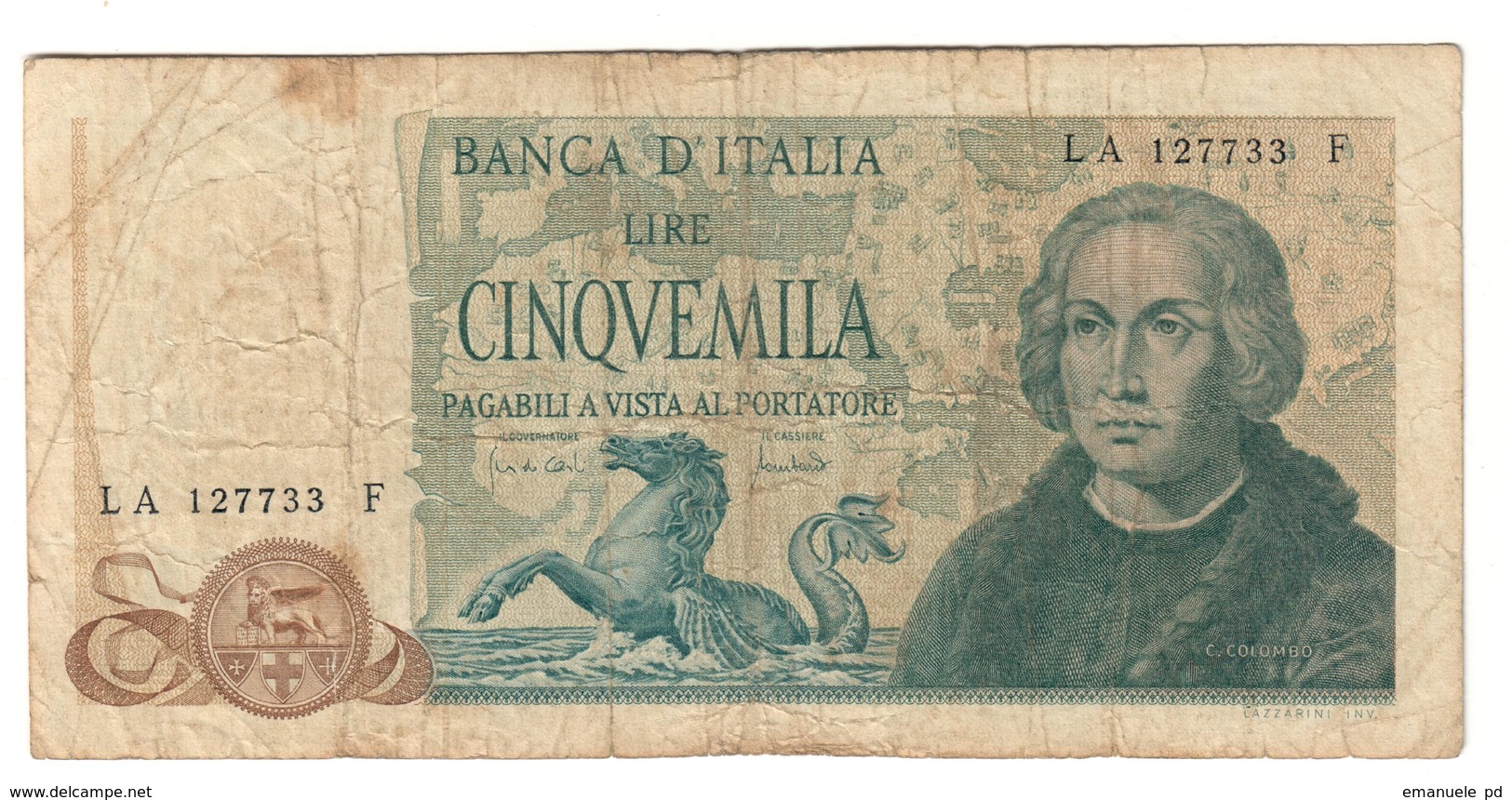 Italy 5000 Lire 20/05/1977 Colombo Colombus - 5000 Lire