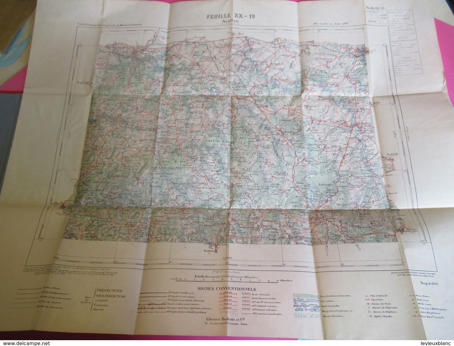 Ministère De L'Intérieur/AVALLON/ Carte à 1-100 000éme/Librairie Hachette Et Cie/1898    PGC268 - Roadmaps