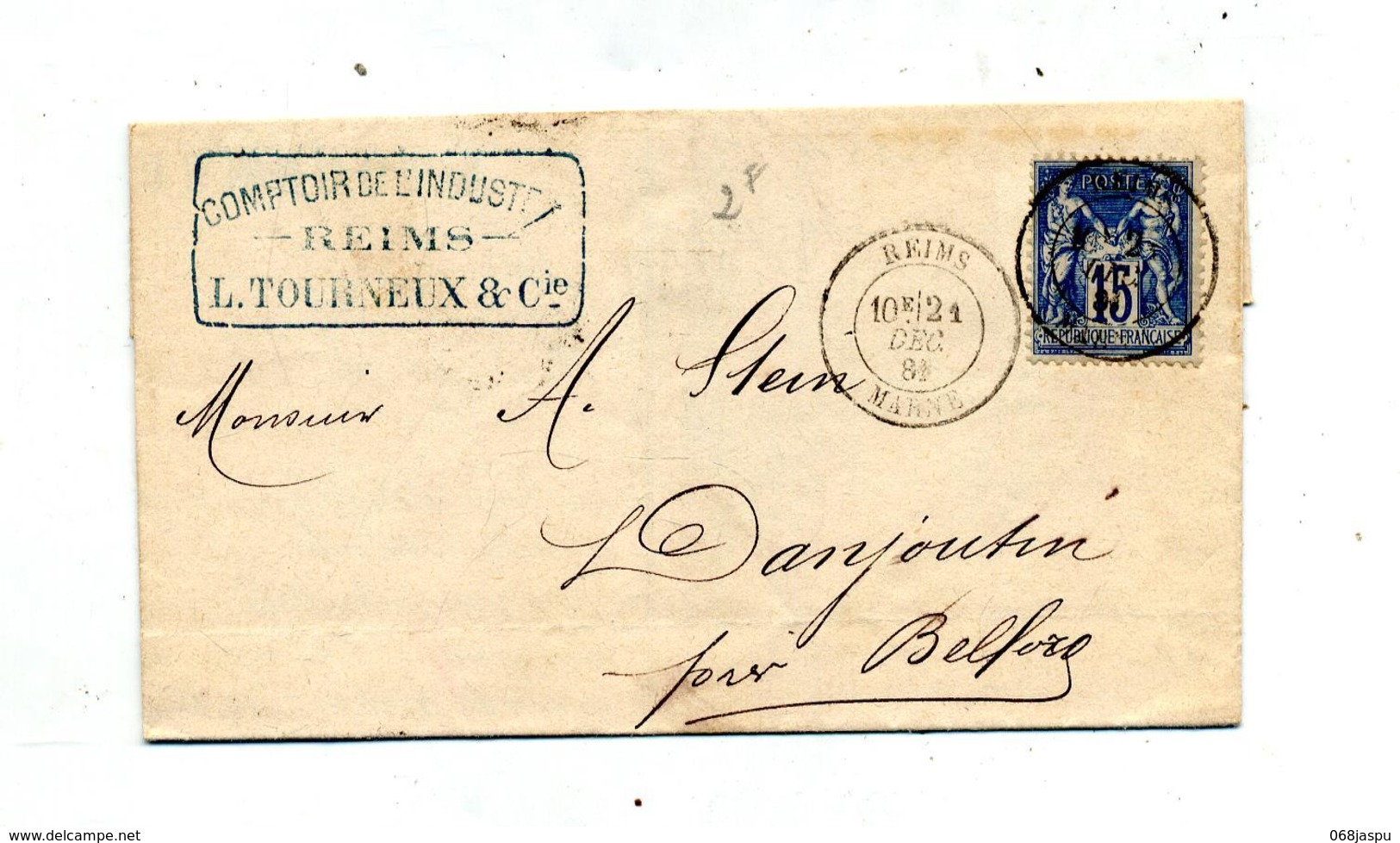 Lettre Cachet  Reims Sur Sage  + Belfort - 1877-1920: Semi Modern Period