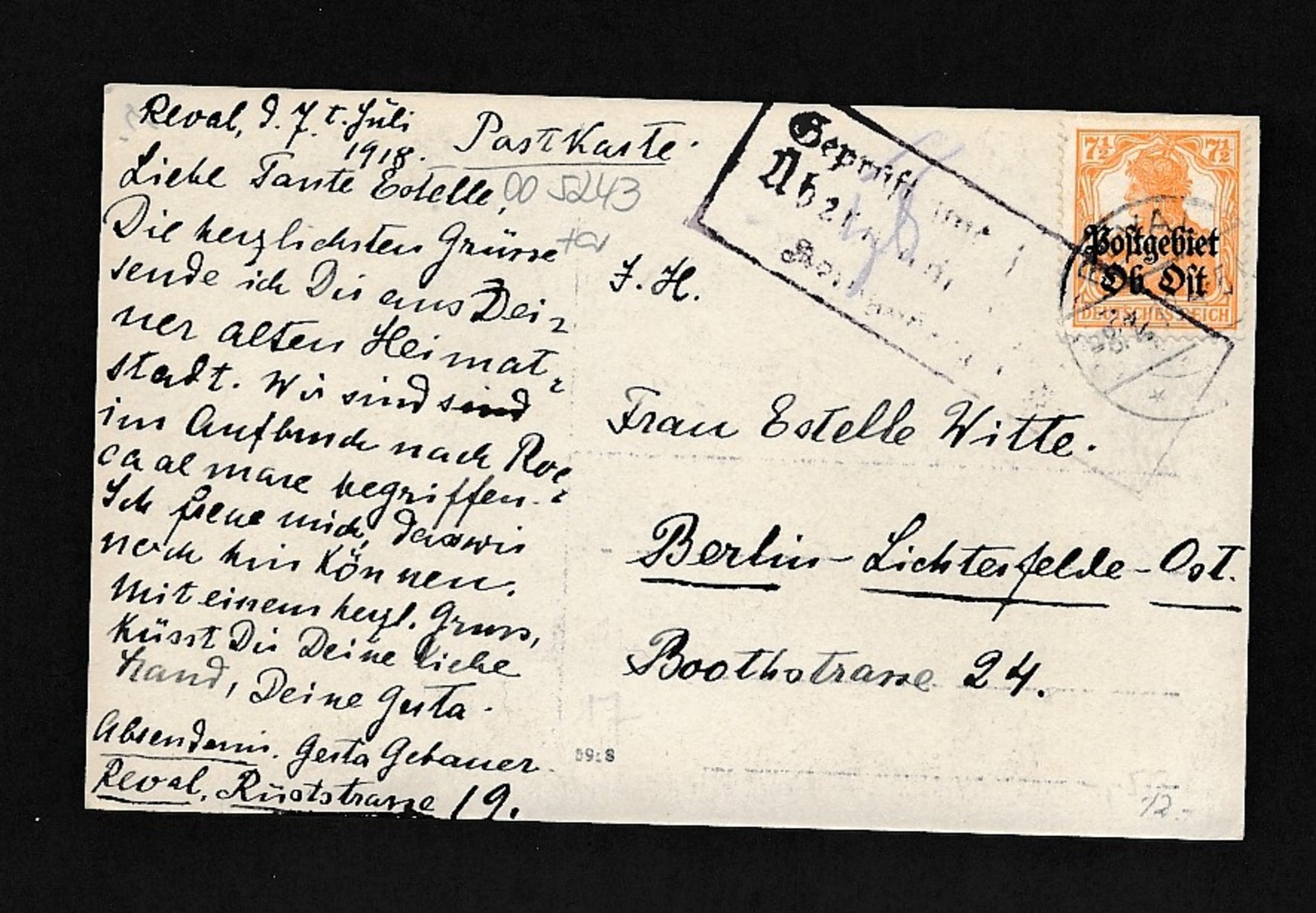 Postgebiet O.Ost.-alte Karte......  (oo5243  ) Siehe Scan - Besetzungen 1914-18