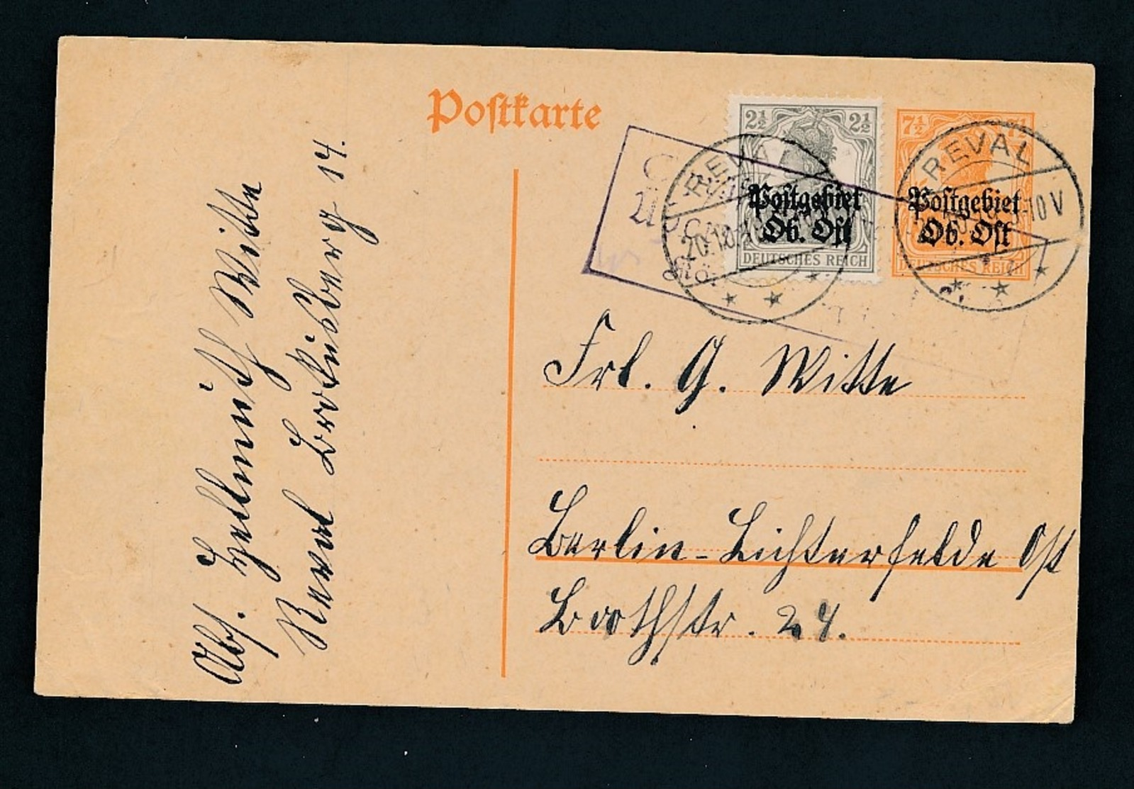 Postgebiet O.Ost.-alte Karte......  (oo5248  ) Siehe Scan - Besetzungen 1914-18