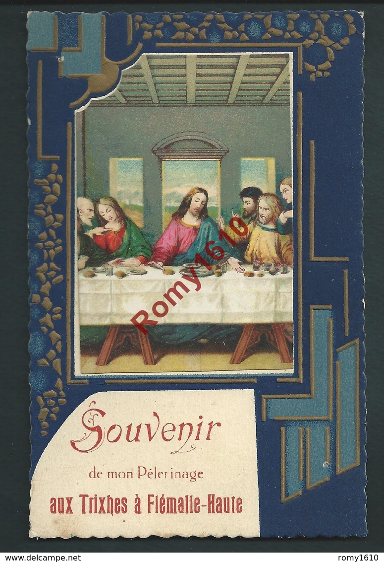 Souvenir De Mon Pélerinage Aux Trixhes à Flémalle-Haute. Carte En Relief, Collage Et Dorures - Flémalle