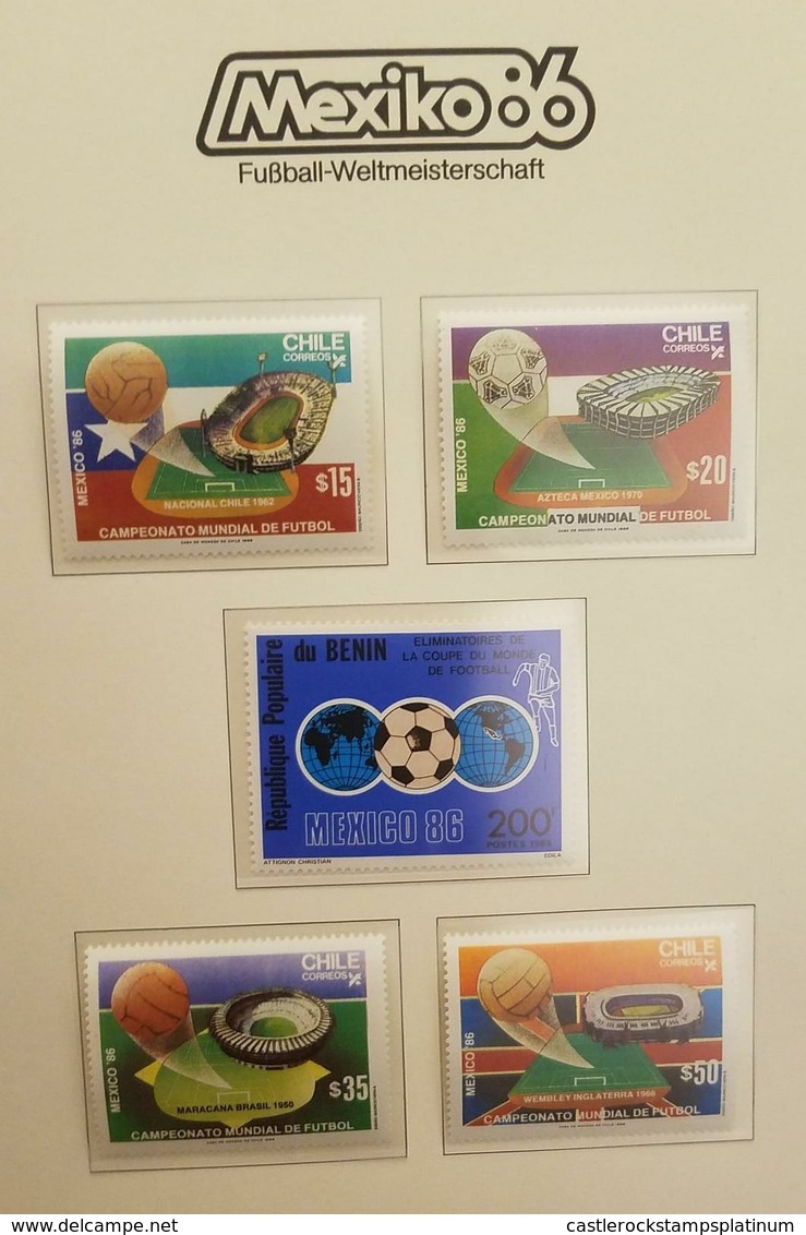 O) 1986 CHILE, 1986 WORLD CUP SOCCER CHAMPIONSHIPS, 1986 BENIN  SCT 600- UNION OF CONTINENTS AND BALL, NATIONAL STADIUM- - Chile