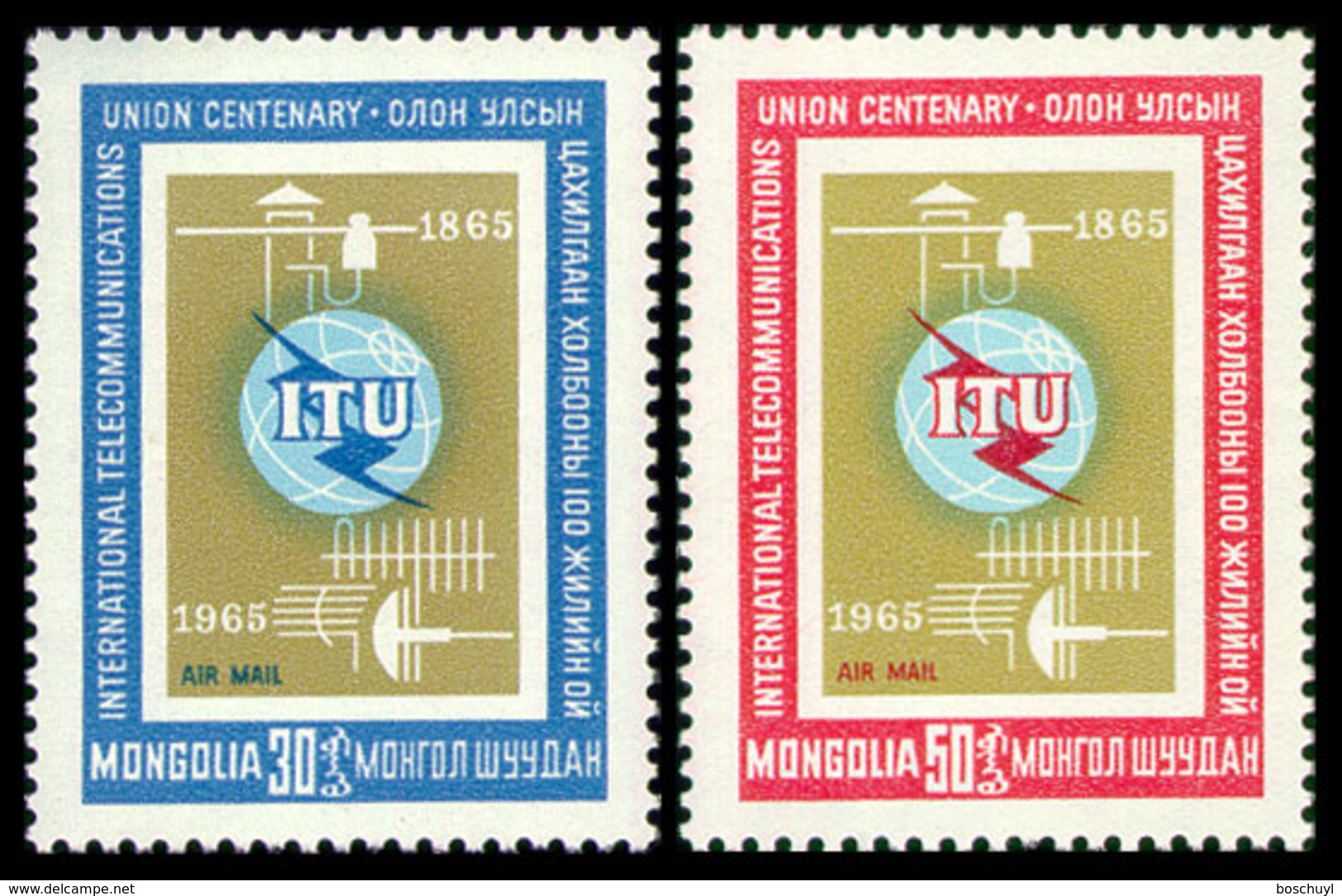 Mongolia, 1965, ITU, International Telecommunication Union, United Nations, Satellite, MNH, Michel 406-407 - Mongolie