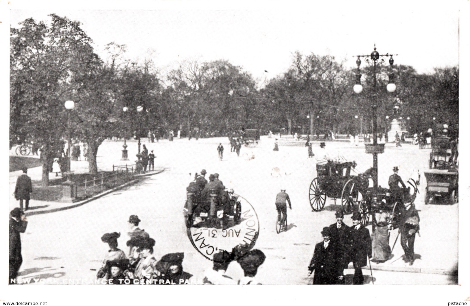 New York Entrance To Central Park - B&W - Animation - Written 1905  - 2 Scans - Manhattan