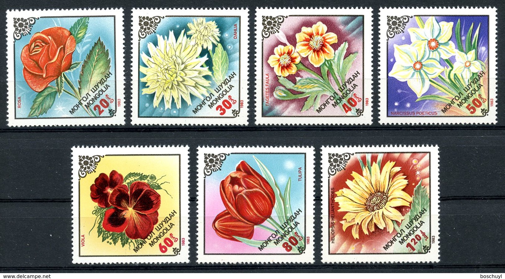 Mongolia, 1983, Flowers, Flora, MNH, Michel 1560-1566 - Mongolie