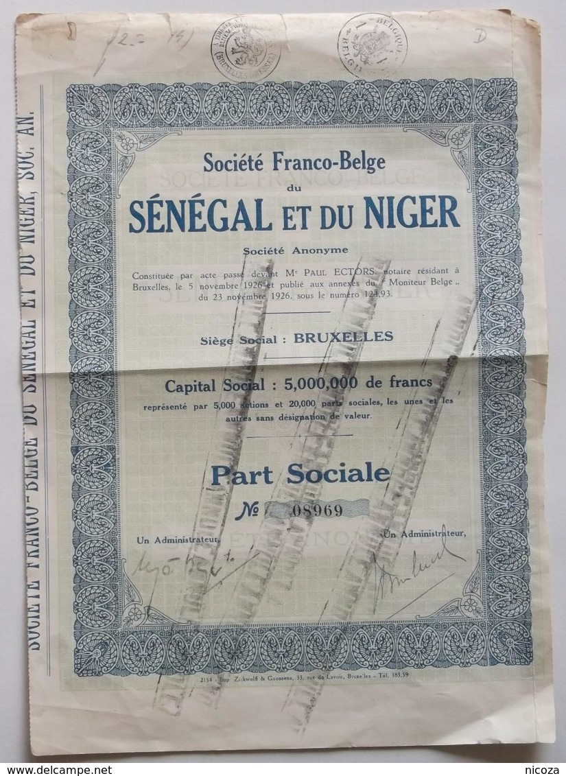 Societe Franco-Belge Du Senegal Et Du Niger. - Autres & Non Classés