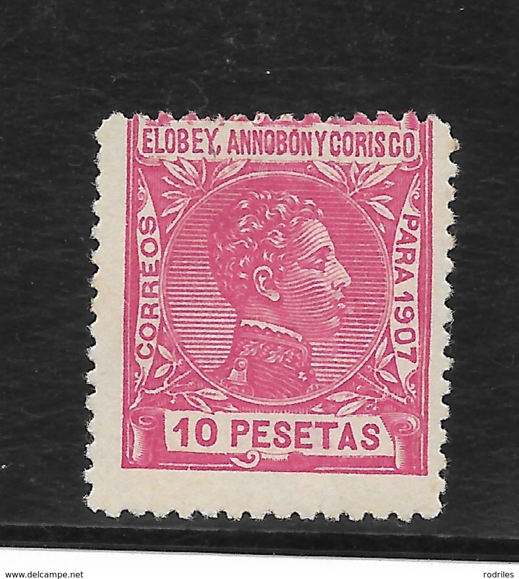 Colonias Españolas. Elobey. Valor De 10 Ptas Rosa Nuevo - Elobey, Annobon & Corisco