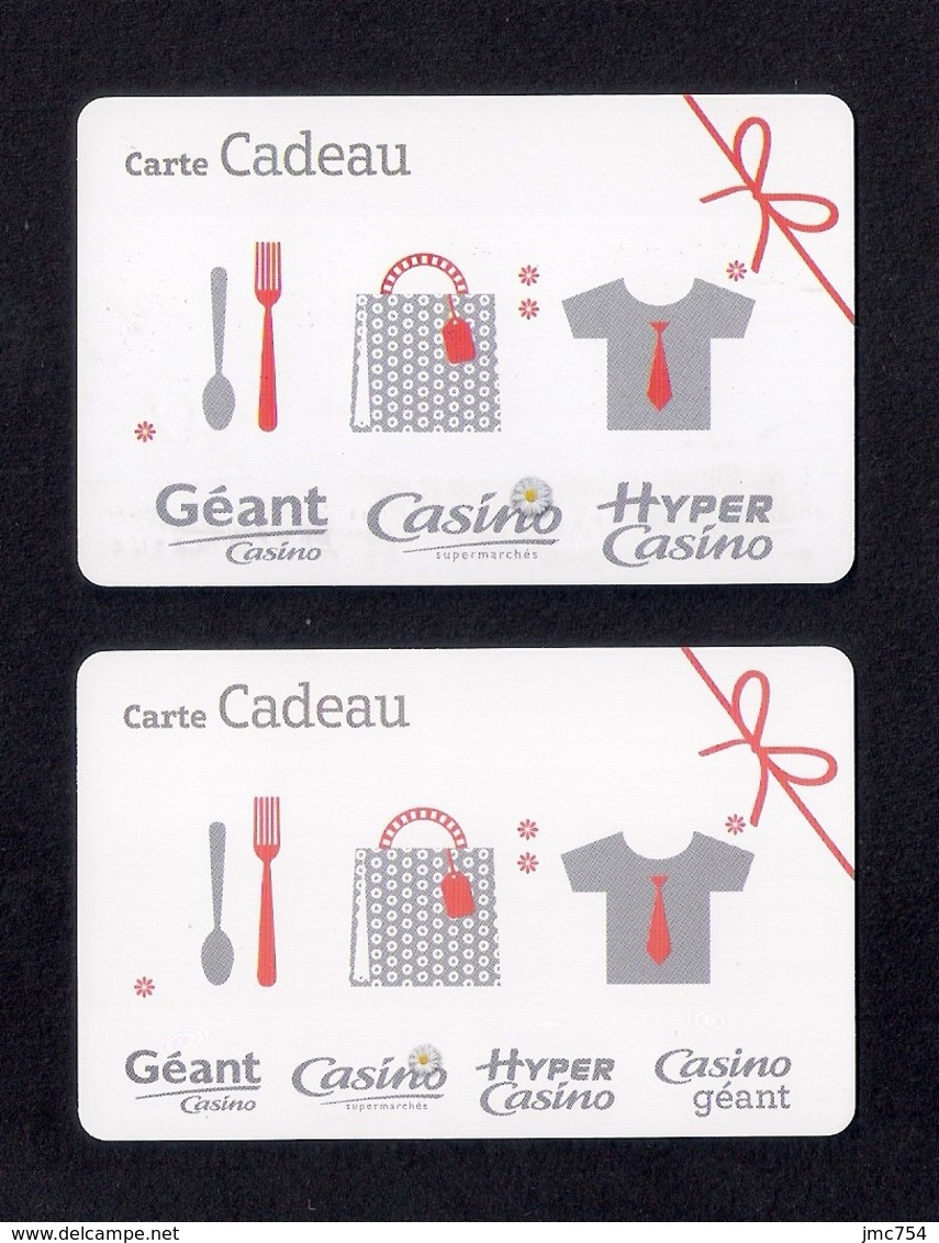 2 Carte Cadeau GEANT CASINO.   Gift Card.   Geschenkkarte.   Carta Regalo. - Cartes Cadeaux