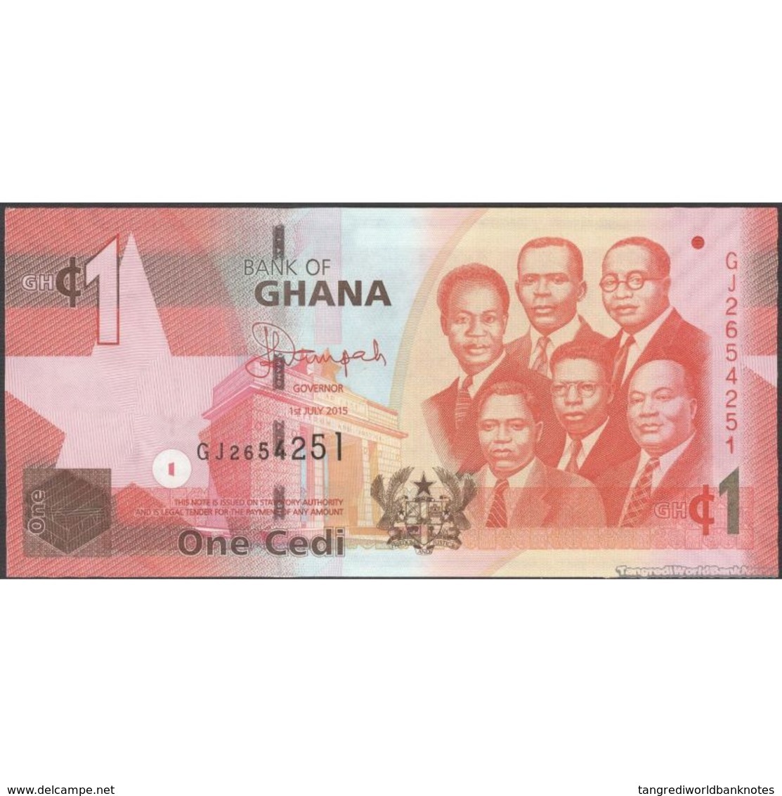 TWN - GHANA 37f - 1 Cedi 1.7.2015 Prefix GJ UNC - Ghana