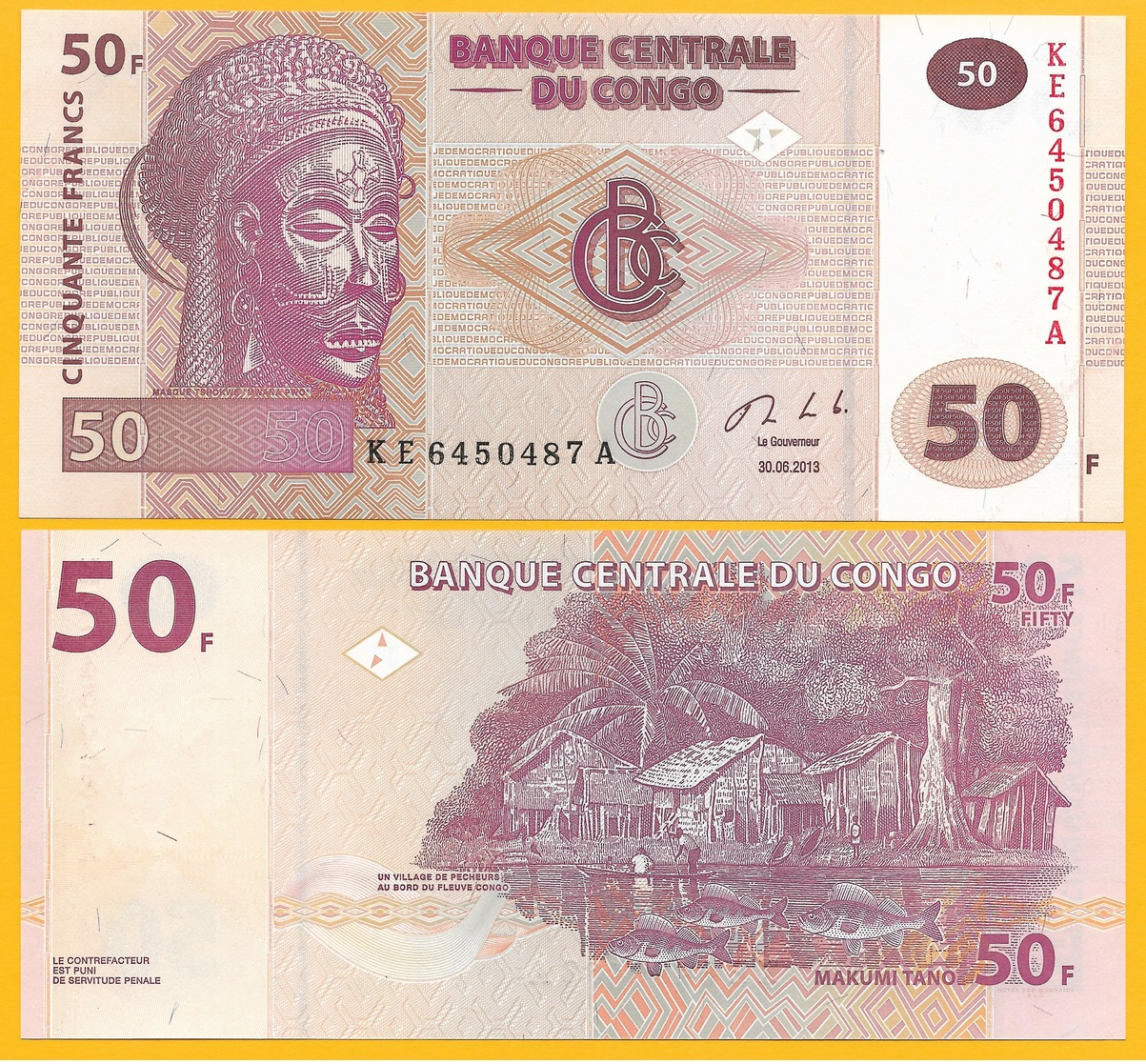 D.R. Congo 50 Francs P-97A 2013 UNC Banknote - Repubblica Democratica Del Congo & Zaire