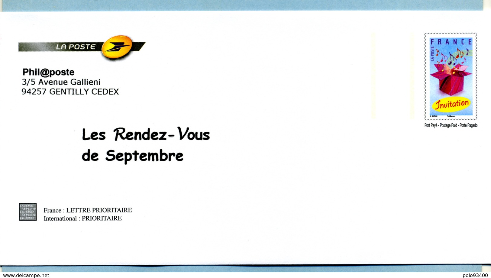 Enveloppe De Service Phil@poste Agrément N° 809-Lot G4S/08P215 - Prêts-à-poster:Stamped On Demand & Semi-official Overprinting (1995-...)