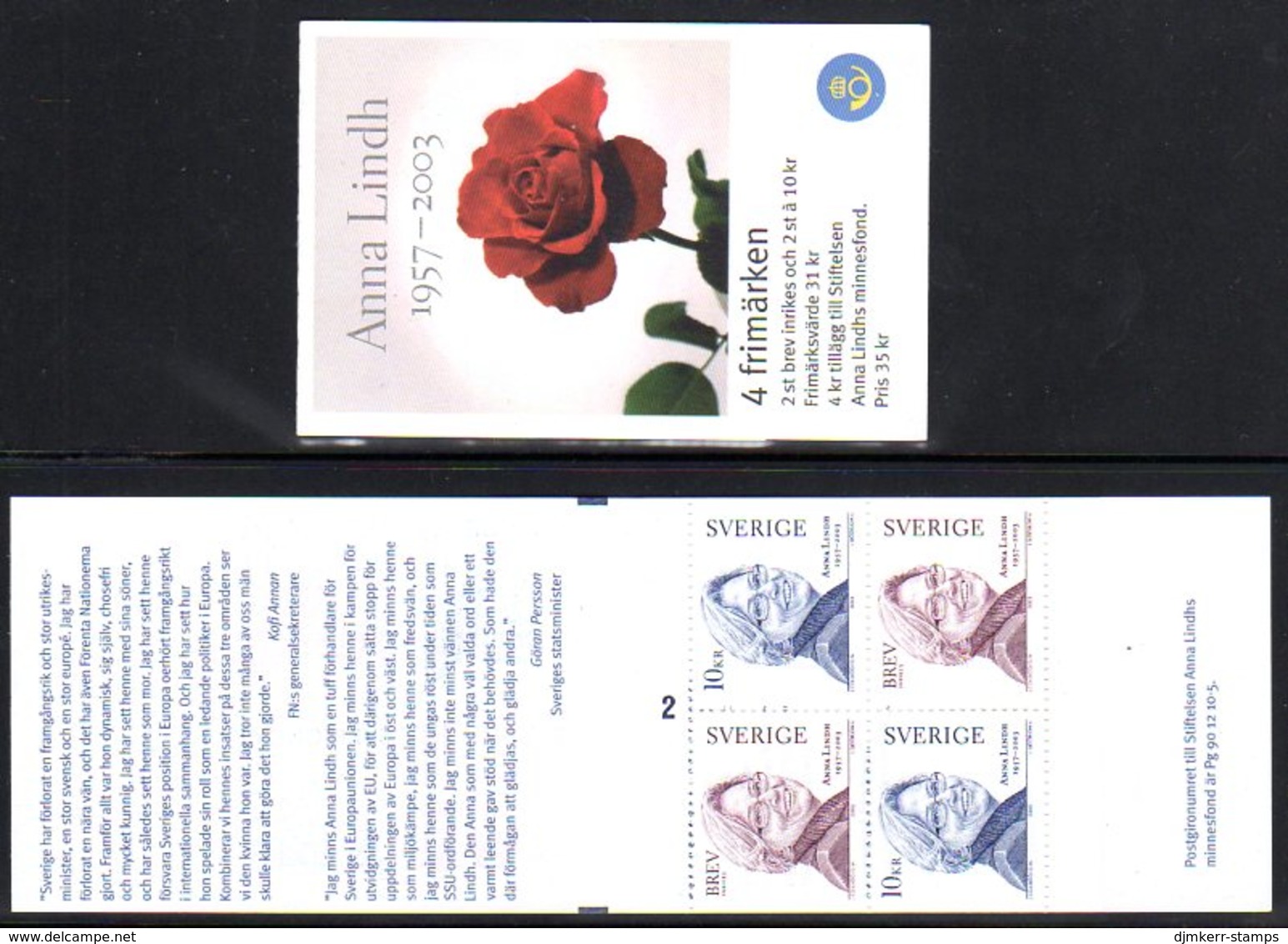 SWEDEN 2003 Anna Lind Booklet MNH / **.  Michel MH296 - Ungebraucht