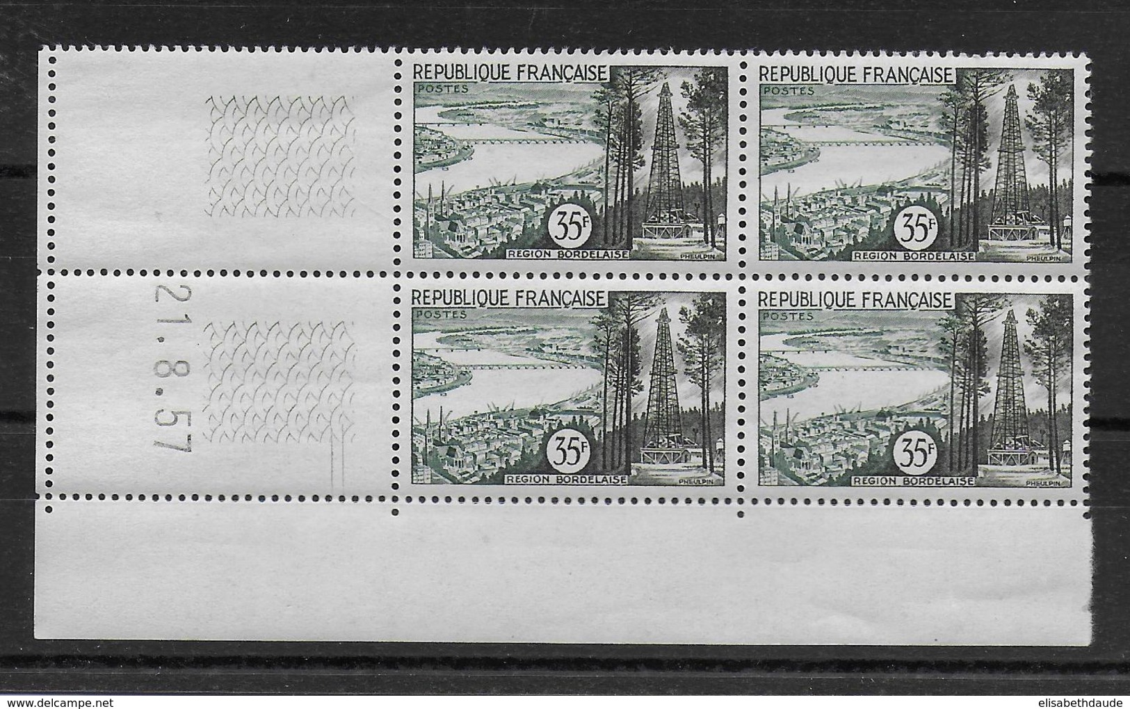 FRANCE - BORDEAUX 1957 - YVERT N° 1118 En BLOC De 4 COIN DATE ** MNH  - COTE = 27 EUR. - 1950-1959