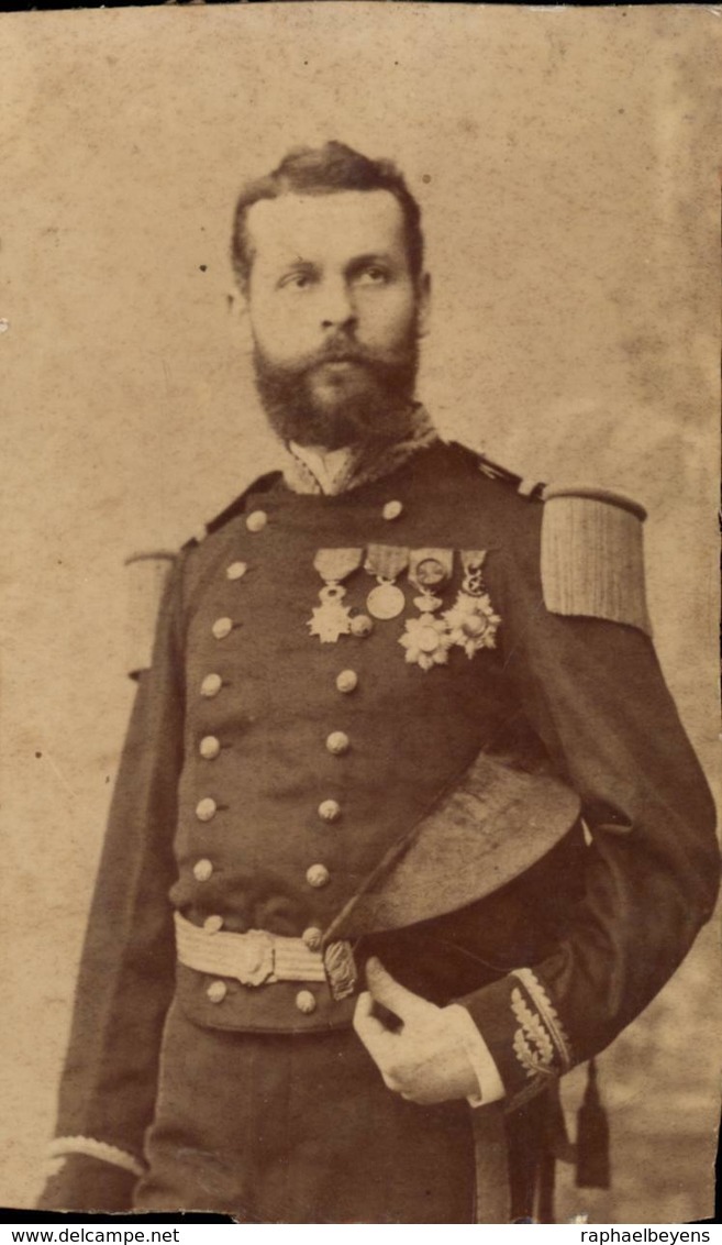 CDV Portrait Homme Officier Capitaine Médailles A. Lezer Marseille Décorations - Antiche (ante 1900)