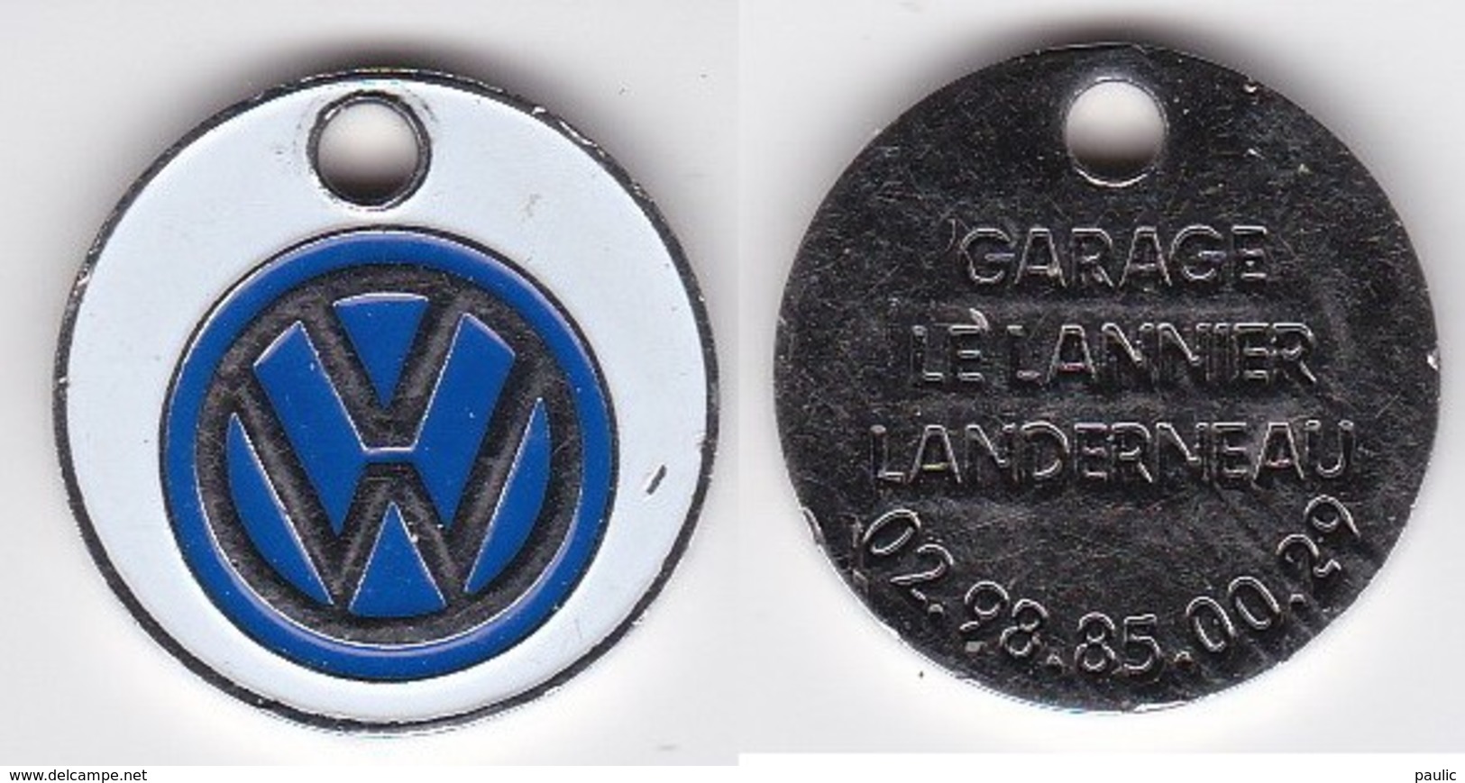 Publicité Jetons De Caddies Volkswagen Garage Le Lannier Landerneau - Jetons De Caddies