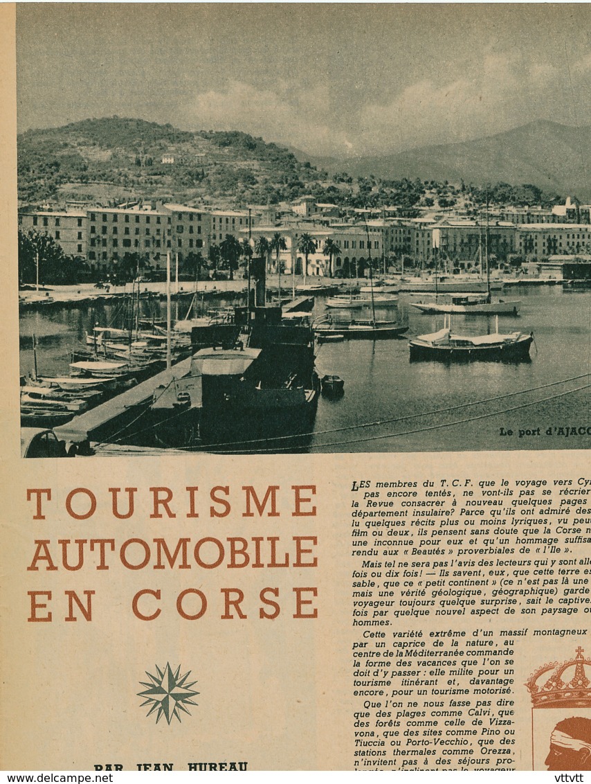 1954 : Document, LA CORSE, Ajaccio, Bonifacio, Quartiers De Bastia, Le Golfe De Porto, Calvi, Scala-di-Santa-Régina... - Non Classés