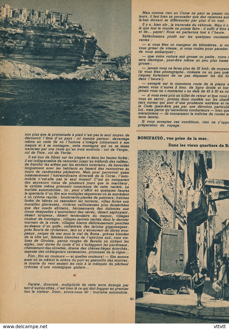 1954 : Document, LA CORSE, Ajaccio, Bonifacio, Quartiers De Bastia, Le Golfe De Porto, Calvi, Scala-di-Santa-Régina... - Non Classés