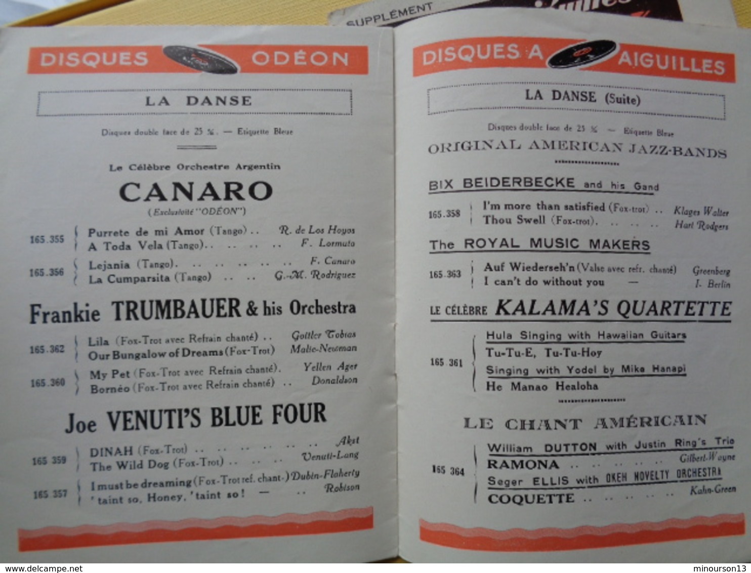 2 LIVRET DE 1928 DES DISQUES ODEON - Autres & Non Classés