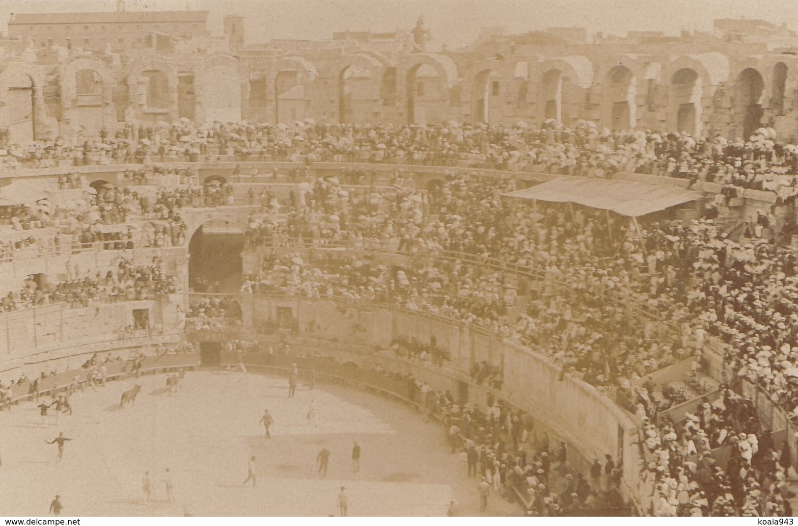 13 ARLES - CPA PHOTO Albumine - ARENES En 1909 - 2 Scans - - Arles