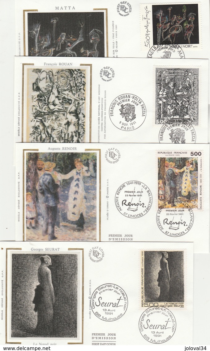 France Lot 31 Enveloppes Différentes FDC Sur Soie 1991 - 8 Scan - 1990-1999