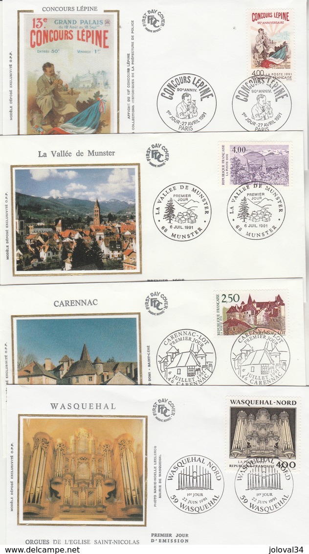 France Lot 31 Enveloppes Différentes FDC Sur Soie 1991 - 8 Scan - 1990-1999