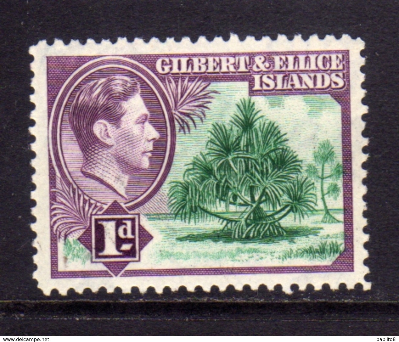 GILBERT & ED ELLICE ISLANDS 1939 KING GEORGE VI RE GIORGIO PANDANUS 1p MNH - Isole Gilbert Ed Ellice (...-1979)