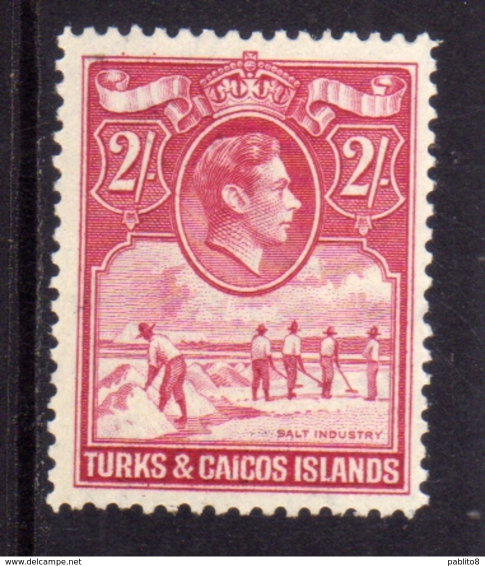 TURKS AND CAICOS 1938 1945 KING GEORGE VI RE GIORGIO SALT INDUSTRY INDUSTRIA DEL SALE 2sh MNH - Turks E Caicos