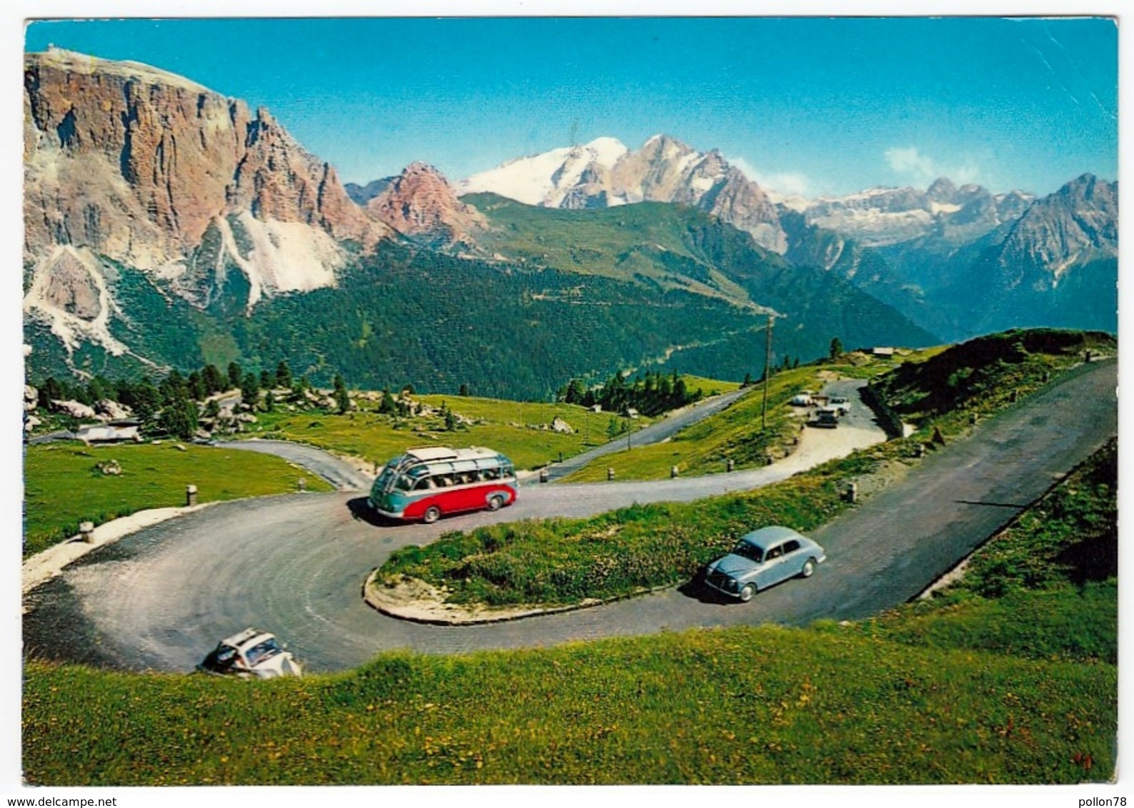 STRADA DELLE DOLOMITI AL PASSO SELLA VERSO LA MARMOLADA - TRENTO - 1971 - BUS - AUTOBUS - PULLMAN - Autobus & Pullman