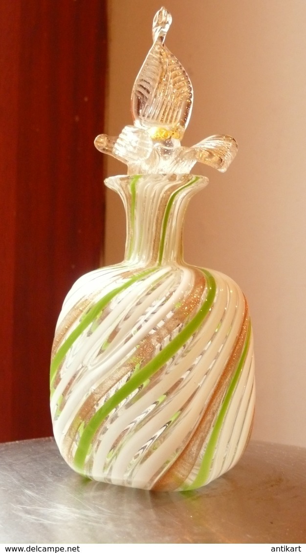 VINTAGE Cca 1950 - MURANO - Flacon à Parfum, Inclusion Et Filigrane Mint Condition - Verre & Cristal