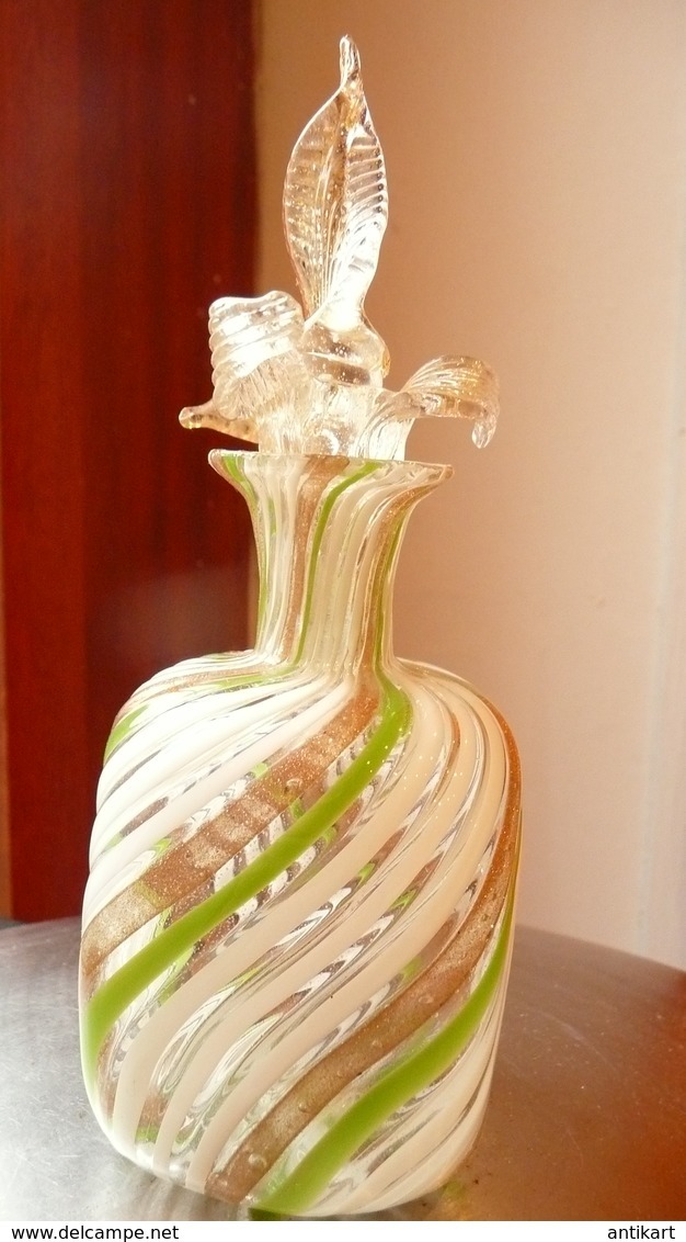 VINTAGE Cca 1950 - MURANO - Flacon à Parfum, Inclusion Et Filigrane Mint Condition - Verre & Cristal
