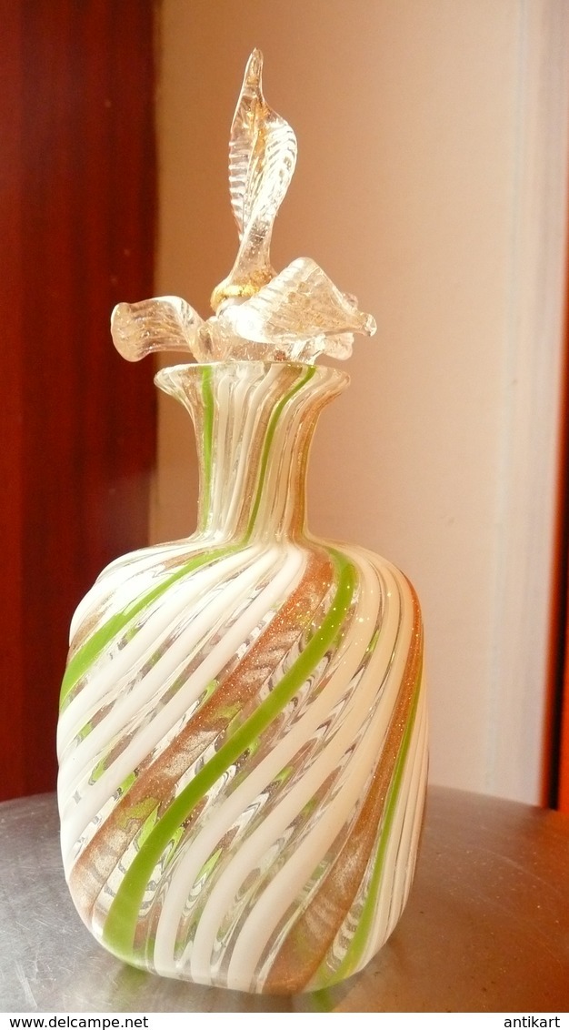 VINTAGE cca 1950 - MURANO - flacon à parfum, inclusion et filigrane Mint condition