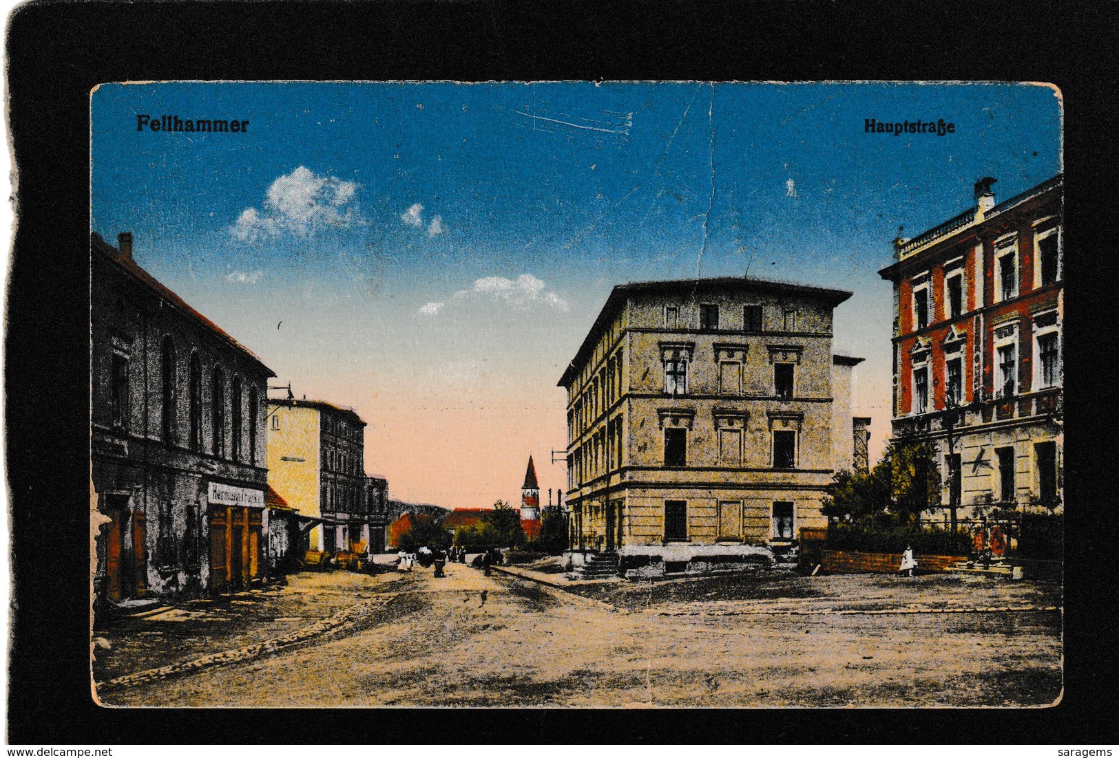 Fellhammer,Poland-Hauptstrabe,businesses,stores 1910s - Antique Postcard - Polonia