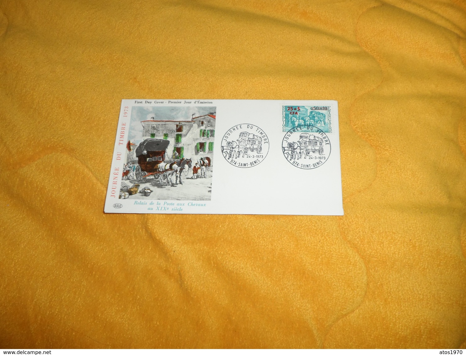 ENVELOPPE FDC JOURNEE DU TIMBRE...DE 1973.. CACHETS 974 SAINT DENIS..+ TIMBRE - Covers & Documents