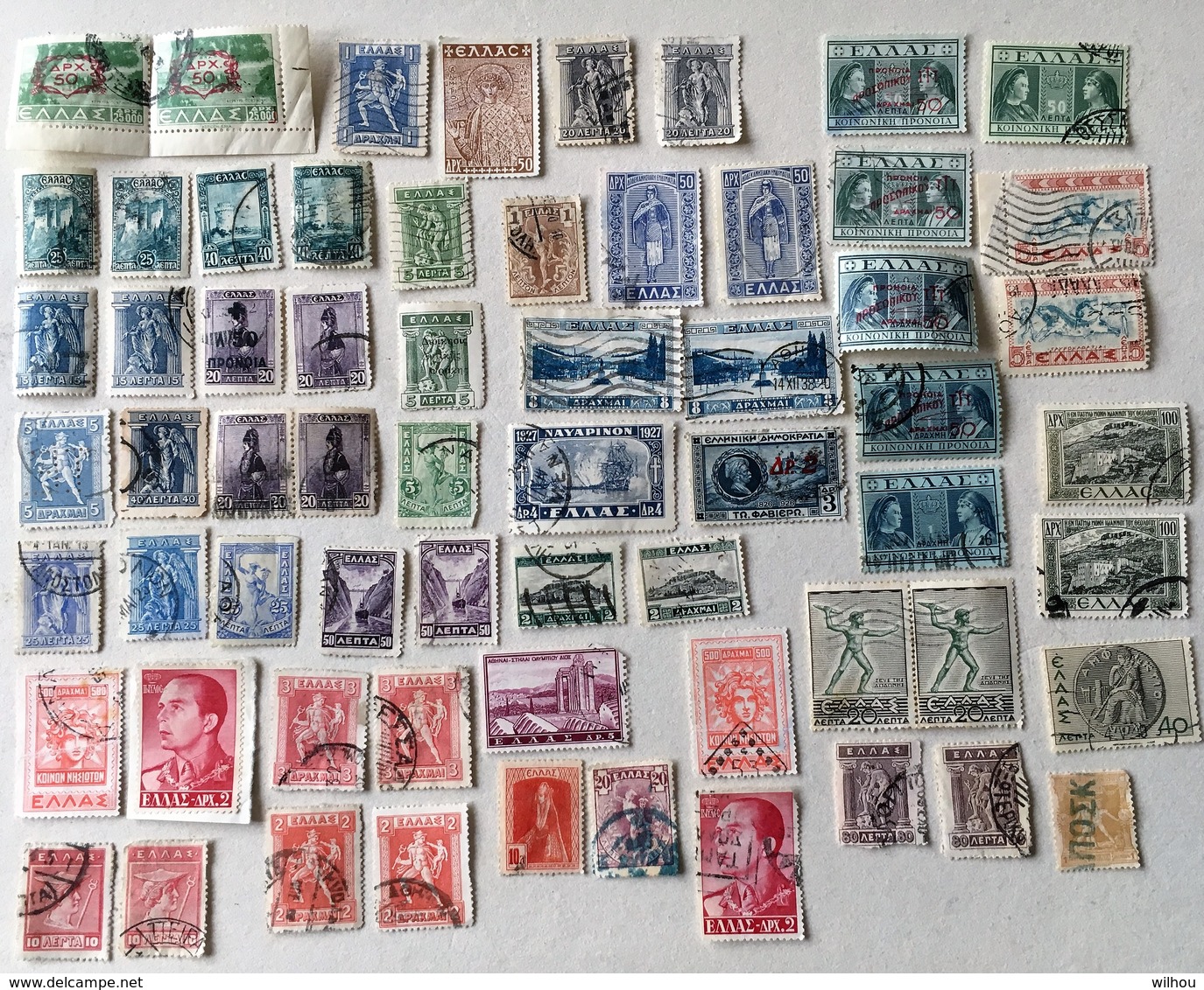 LOT DE 64 TIMBRES ANCIENS OBLITERES GRECE EN PAIRES - Collections