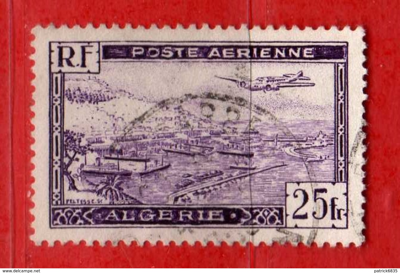 (Us3)  ALGERIE °- 1946-47 - Poste Aerienne. 25 C. Yvert. N° PA.5 . Oblitéré .  Vedi Descrizione - Usati