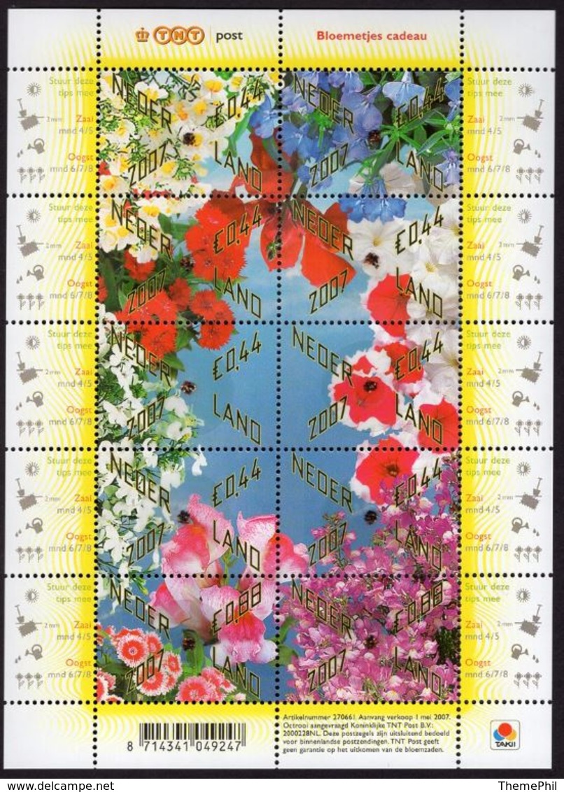 Nederland Netherlands Holland 2007 Sheet Mnh Stamps Contain Real Flowerseeds Flowers Bloemen Viooltje Love-in-idleness - Other & Unclassified