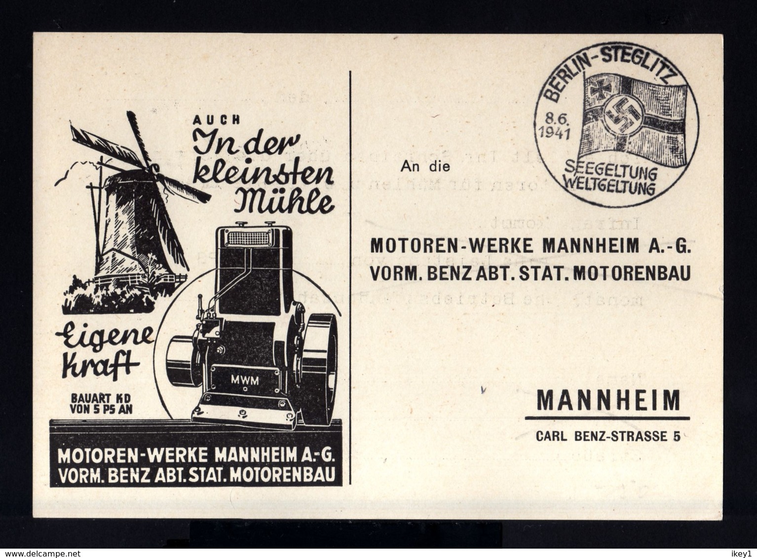 7590-GERMAN EMPIRE-.MILITARY PROPAGANDA POSTCARD BERLIN To MANNHEIM.1941.WWII.DEUTSCHES REICH.Postkarte. - Lettres & Documents