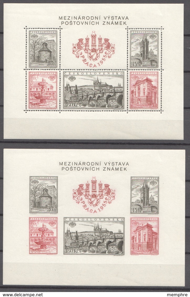 1950  Exposition Philatélique PRAHA 1955 MiNr Blocs 16A Denteé Et 16B Non-dentelé ** MNH - Gebraucht