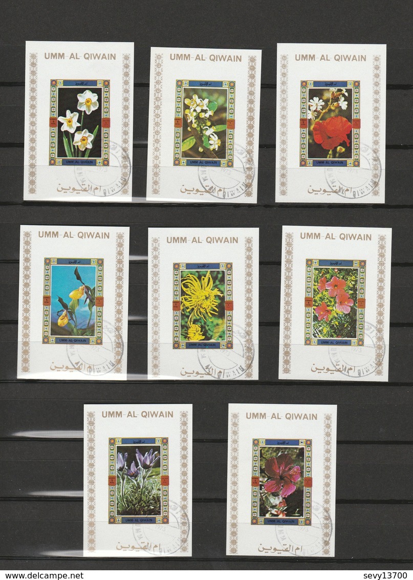 Lots 16 Timbres Les Fleurs Non Dentelé - Umm Al Qiwain- Année 1972 Mi 1039, 1045, 1044, 1034, 1037, 1042, 1047, 1046, - Umm Al-Qiwain