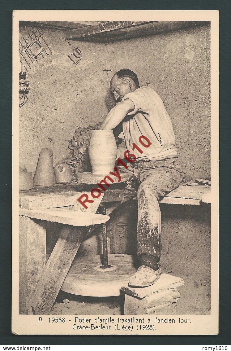 Grâce-Berleur - Potier D'argile Travaillant à L'ancien Tour. 1928 (A 19588). Liège, Musée De La Vie Wallonne - Grace-Hollogne