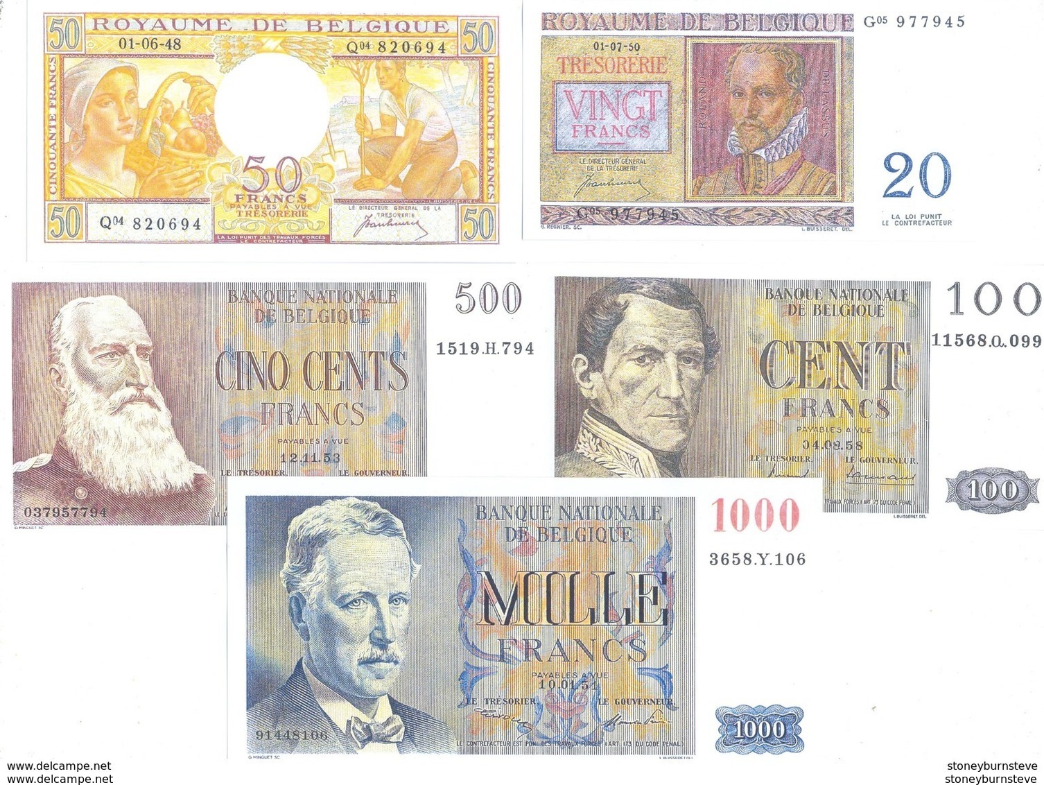 Belgium 1951 5 Note Set (COPY) - [ 9] Collections